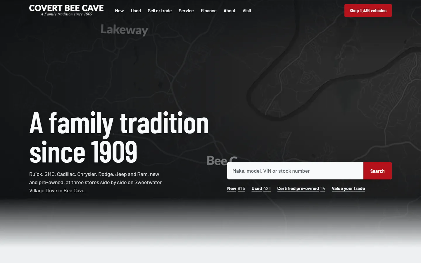 Covert Bee Cave group site home page, preview
