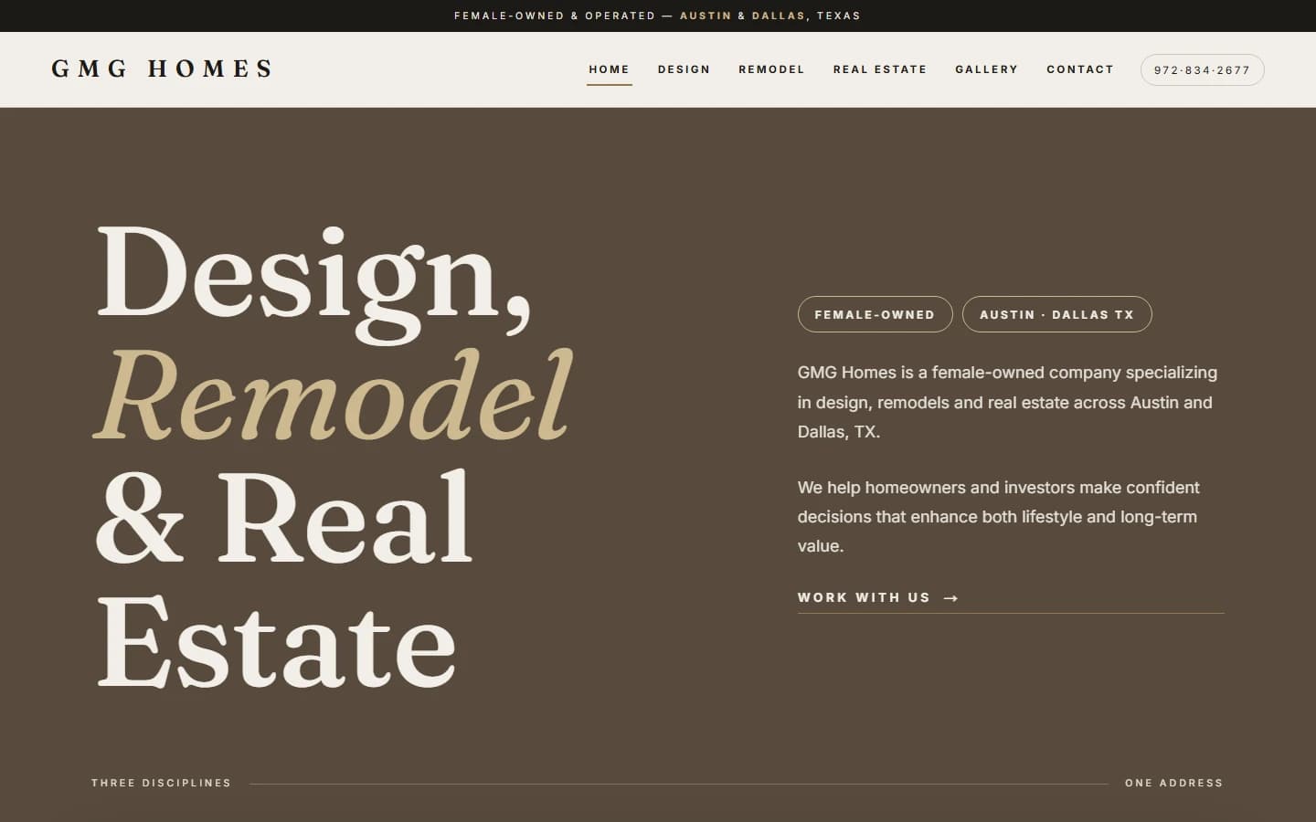 GMG Homes website homepage